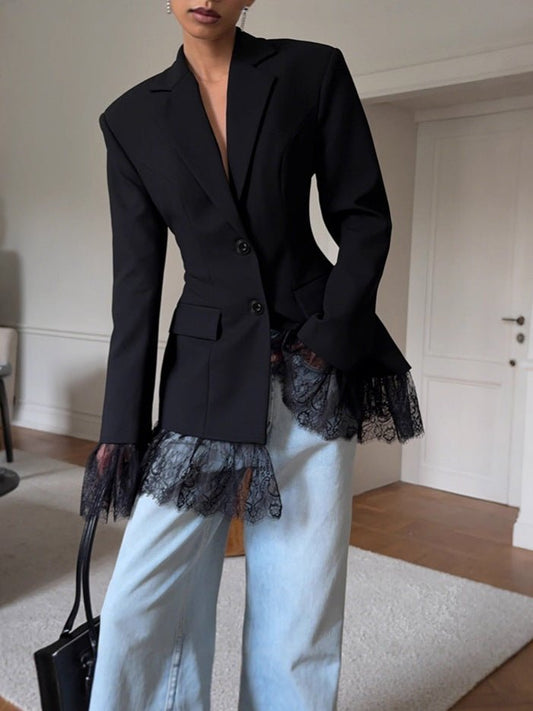 Lace Blazer – Feminine Tailored Fit with Soft Elegant Detailing