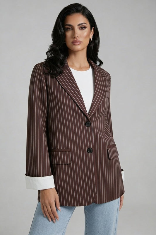 Pinstripe Blazer – Relaxed Tailored Fit for Smart Casual Style