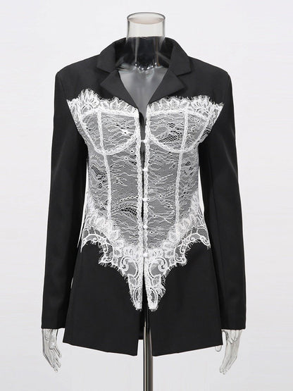 Corset Blazer with Lace Detail – Structured Elegant Statement Fit