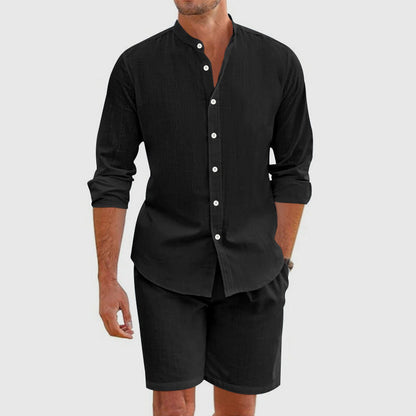 Men’s Linen Feel Long Sleeve Shirt Set