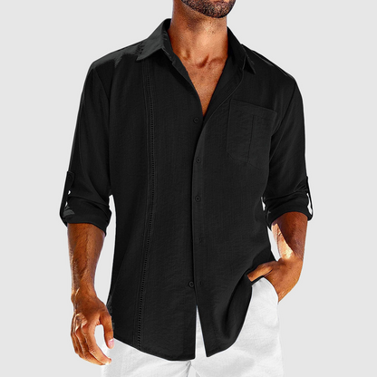 Men's Long Sleeve Linen Feel Overshirt