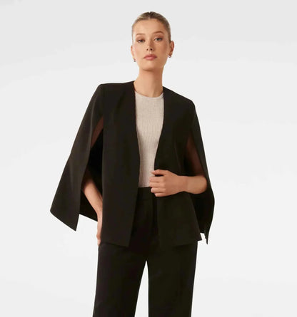 Cape Blazer with Flowing Design – Elegant Statement Layering Piece