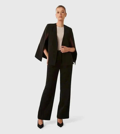 Cape Blazer with Flowing Design – Elegant Statement Layering Piece