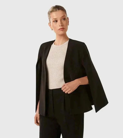 Cape Blazer with Flowing Design – Elegant Statement Layering Piece