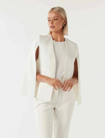 Cape Blazer with Flowing Design – Elegant Statement Layering Piece