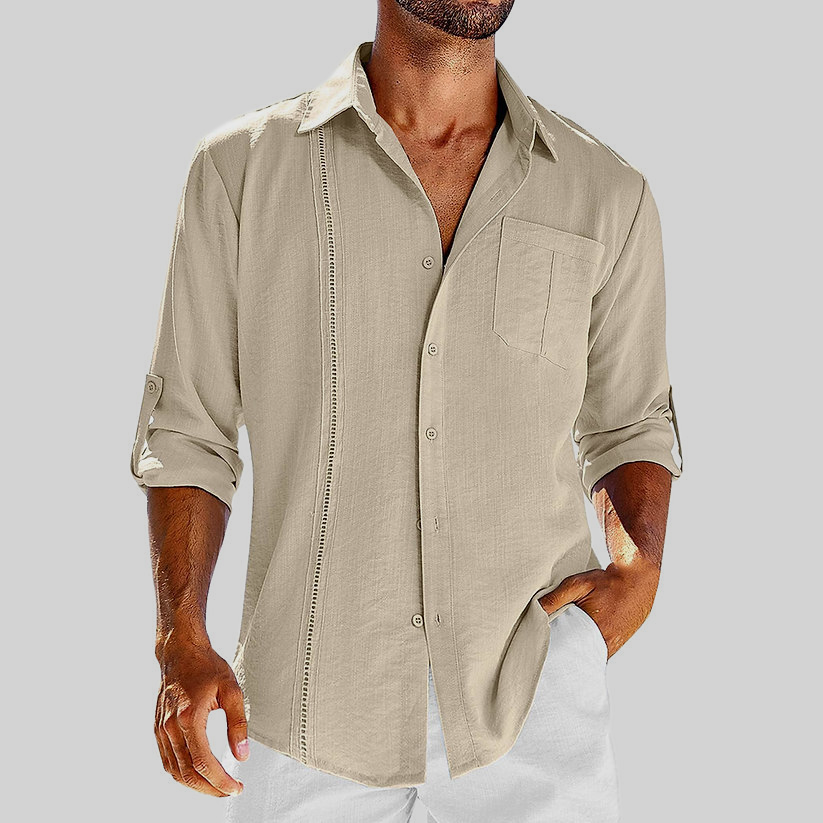 Men's Long Sleeve Linen Feel Overshirt