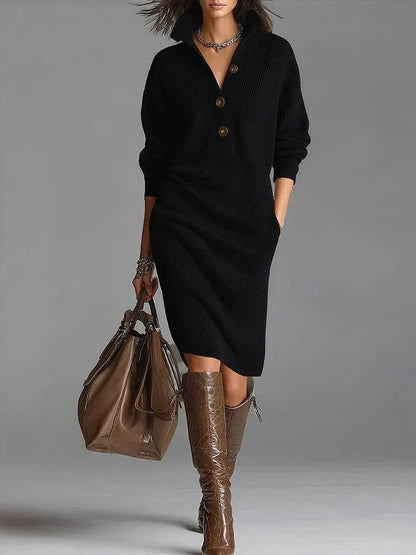 Women's Midi Dress with Button Front