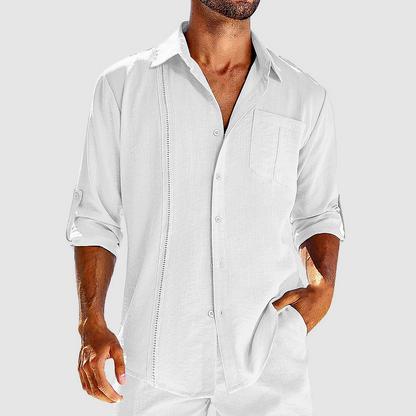 Men's Long Sleeve Linen Feel Overshirt