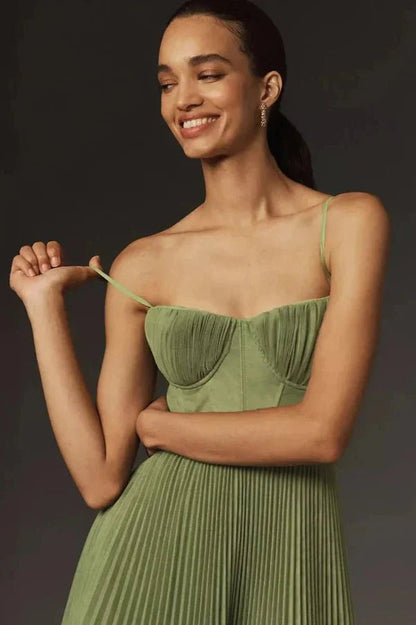 Elegant Pleated Maxi Dress Strapless