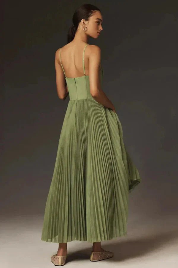 Elegant Pleated Maxi Dress Strapless