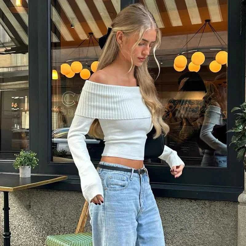 Elegant Off-Shoulder Top for Chic Feminine Styling Looks