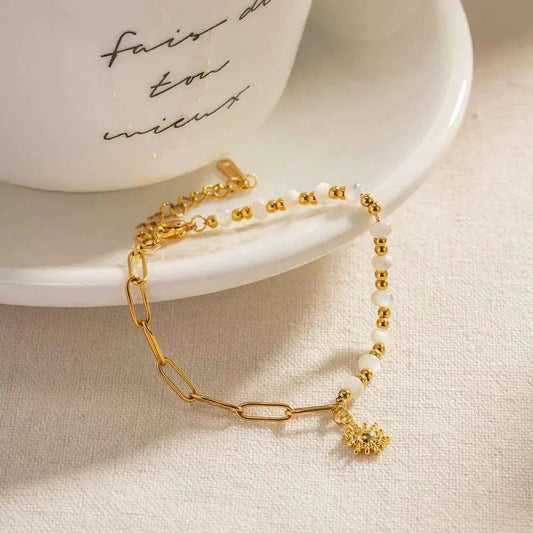 Pearl and Link Bracelet for Elegant Feminine Styling Looks