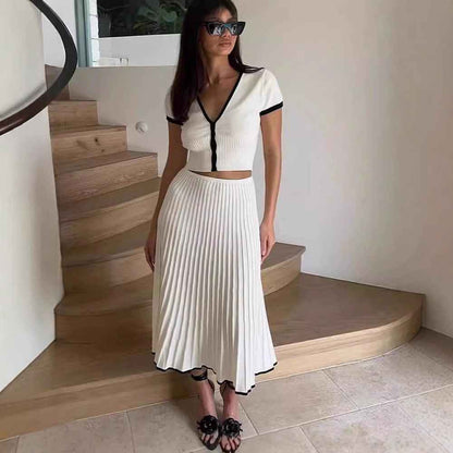 Knitted Two-Piece Set with Tie Straps for Summer Styling