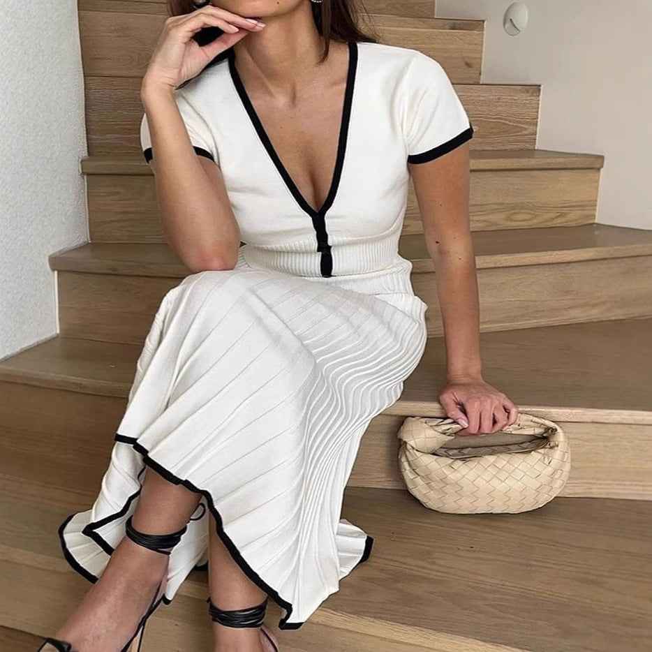 Knitted Two-Piece Set with Tie Straps for Summer Styling