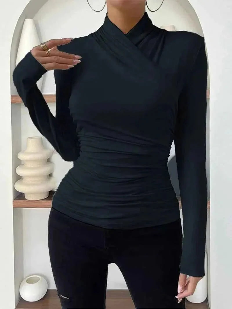 Long Sleeve Wrap Top for Elegant Everyday and Evening Wear