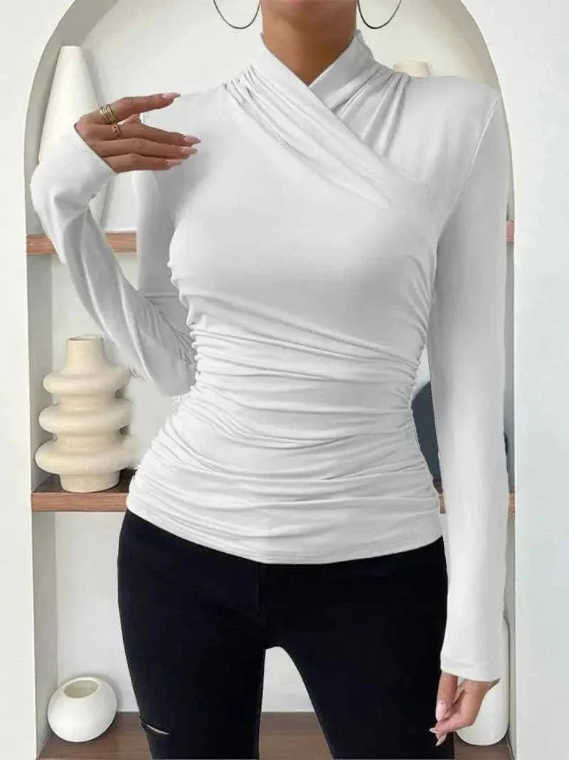 Long Sleeve Wrap Top for Elegant Everyday and Evening Wear