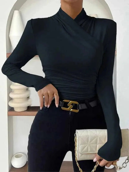 Long Sleeve Wrap Top for Elegant Everyday and Evening Wear