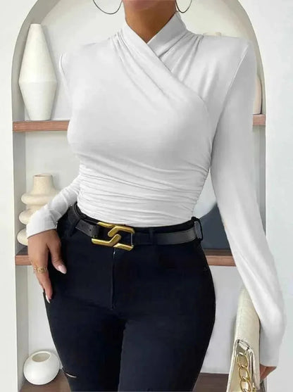 Long Sleeve Wrap Top for Elegant Everyday and Evening Wear