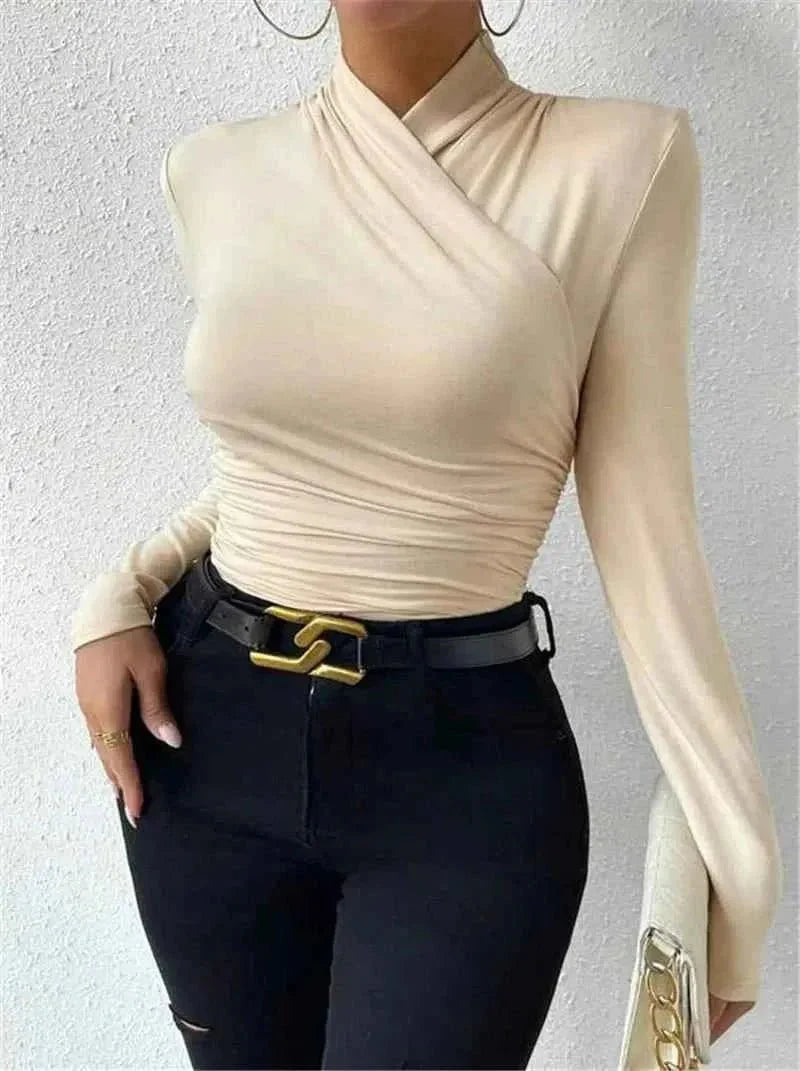Long Sleeve Wrap Top for Elegant Everyday and Evening Wear