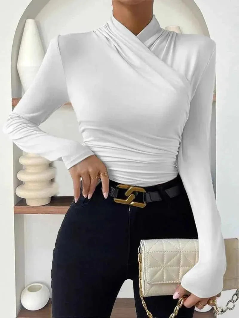 Long Sleeve Wrap Top for Elegant Everyday and Evening Wear