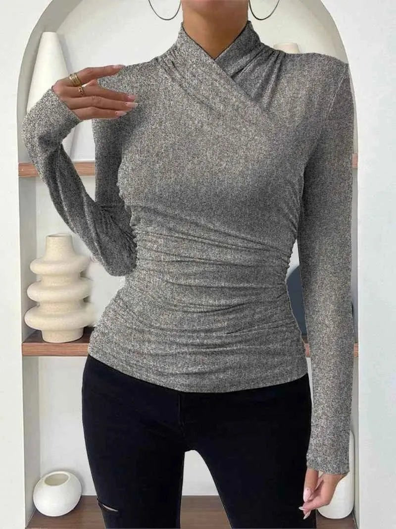 Long Sleeve Wrap Top for Elegant Everyday and Evening Wear