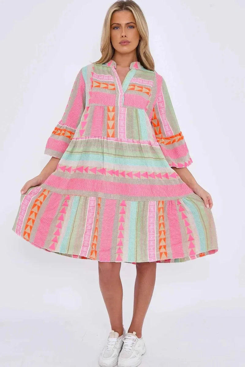 Lightweight Printed Casual Midi Dress