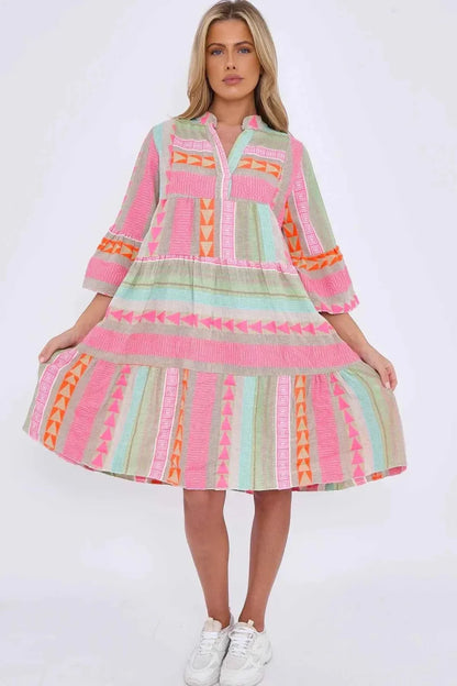 Lightweight Printed Casual Midi Dress