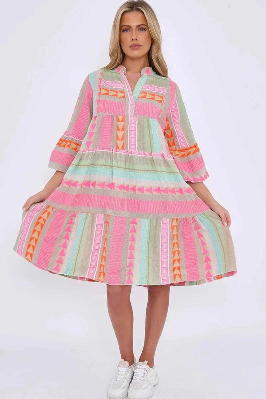 Lightweight Printed Casual Midi Dress