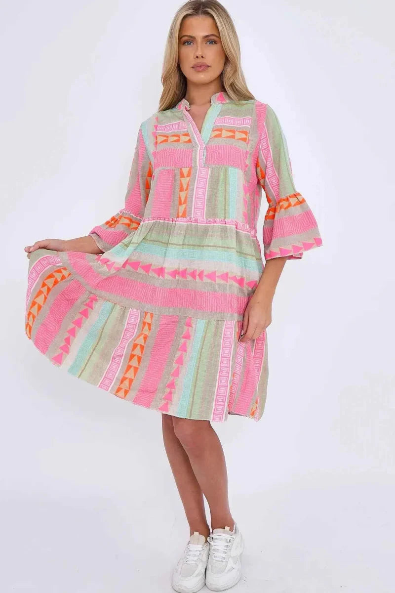 Lightweight Printed Casual Midi Dress