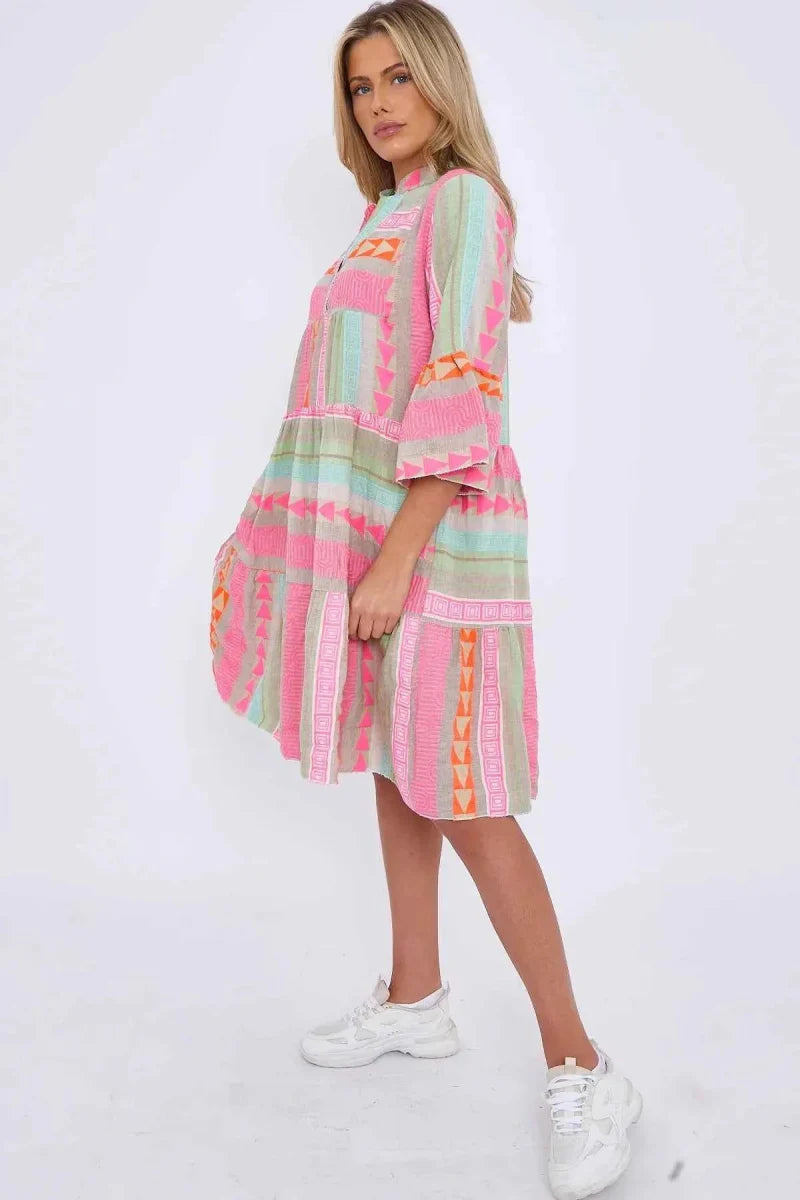 Lightweight Printed Casual Midi Dress