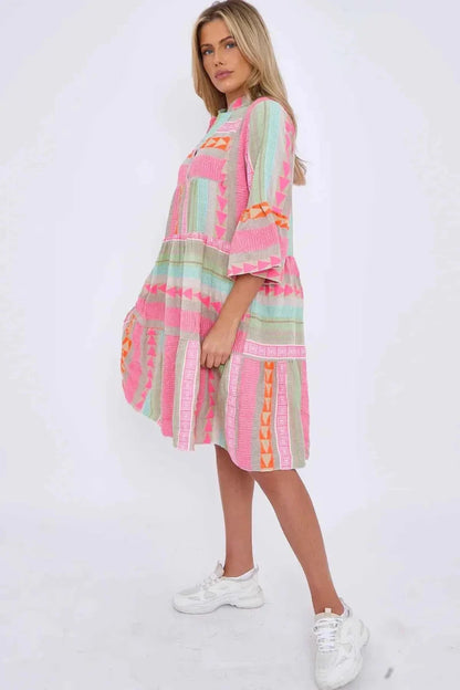 Lightweight Printed Casual Midi Dress
