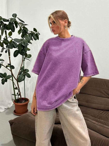 Oversized Acid-Wash T-Shirt with Relaxed Vintage Fit