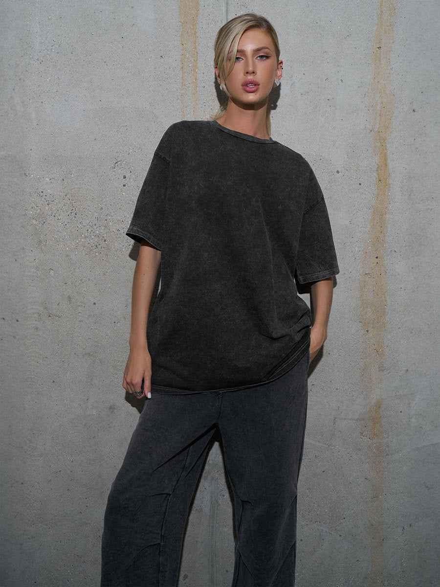 Oversized Acid-Wash T-Shirt with Relaxed Vintage Fit
