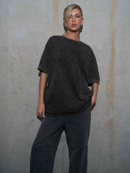 Oversized Acid-Wash T-Shirt with Relaxed Vintage Fit