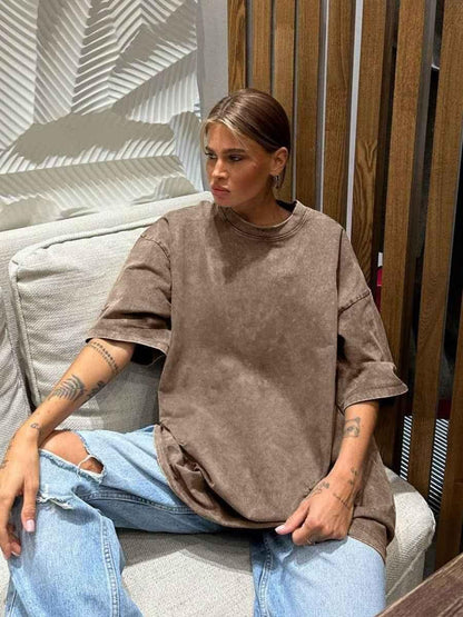Oversized Acid-Wash T-Shirt with Relaxed Vintage Fit