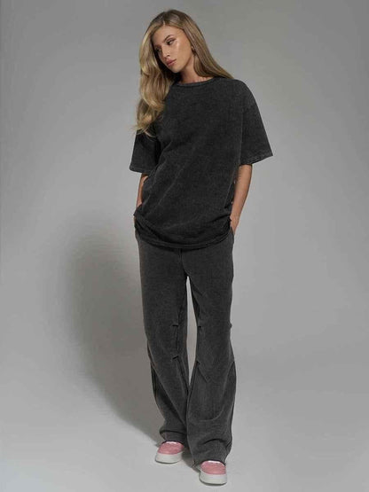 Oversized Acid-Wash T-Shirt with Relaxed Vintage Fit