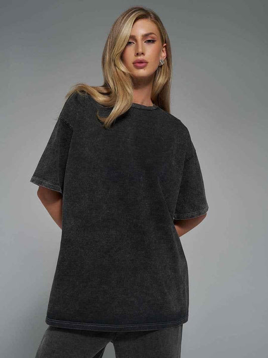 Oversized Acid-Wash T-Shirt with Relaxed Vintage Fit