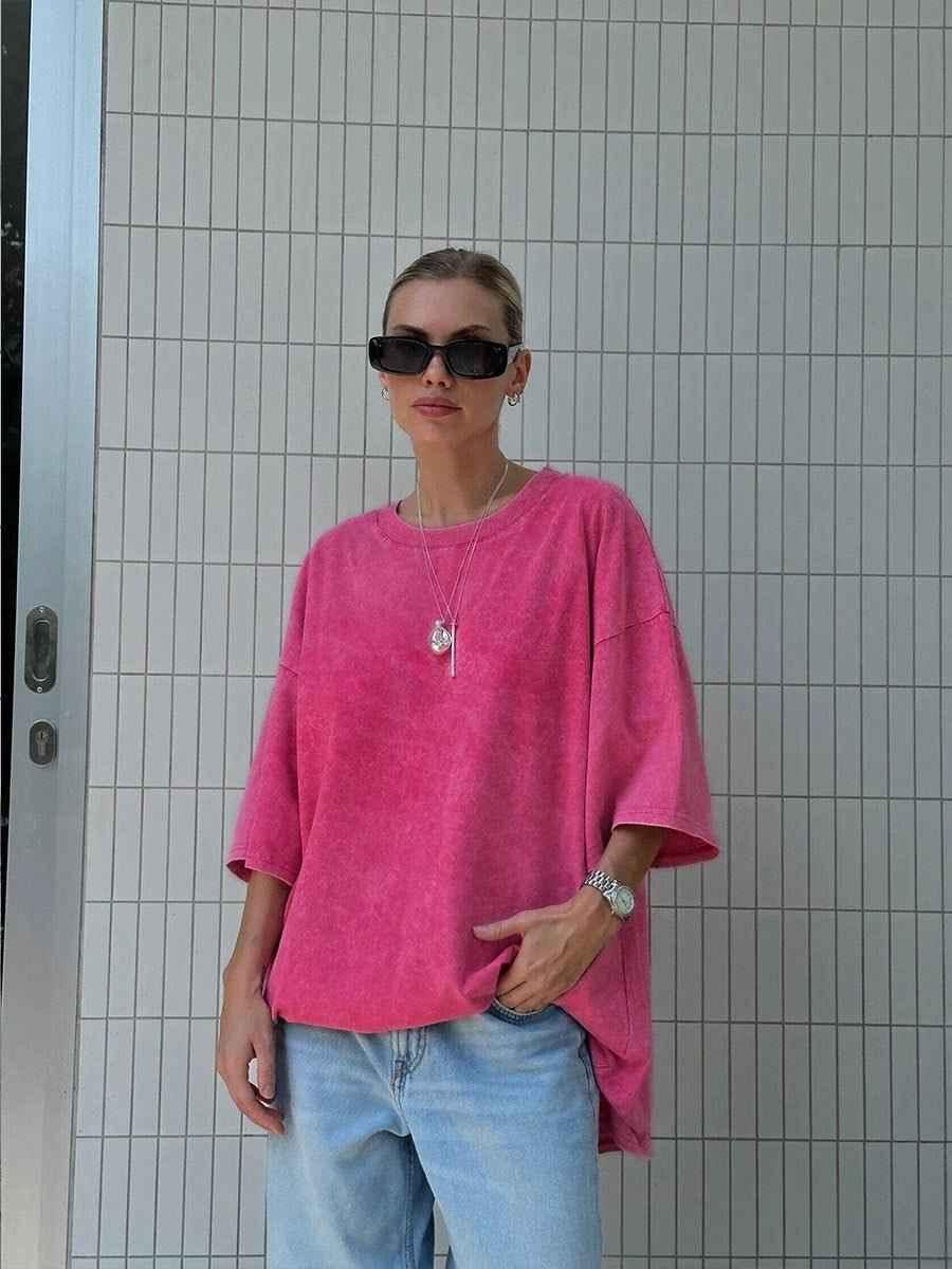Oversized Acid-Wash T-Shirt with Relaxed Vintage Fit