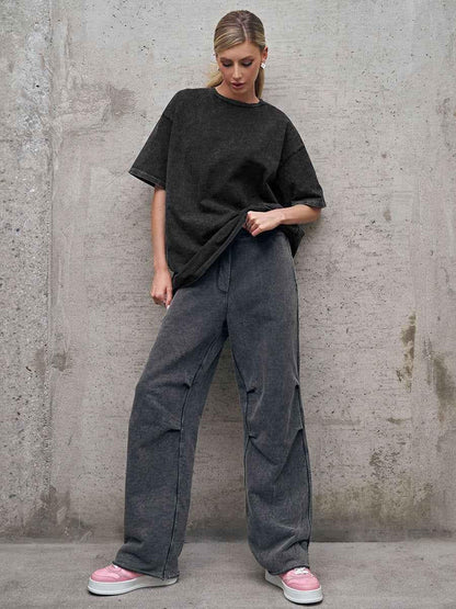 Oversized Acid-Wash T-Shirt with Relaxed Vintage Fit