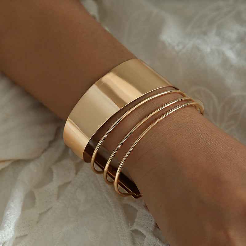 Spiral Gold Bracelet with Bold Elegant Statement Styling