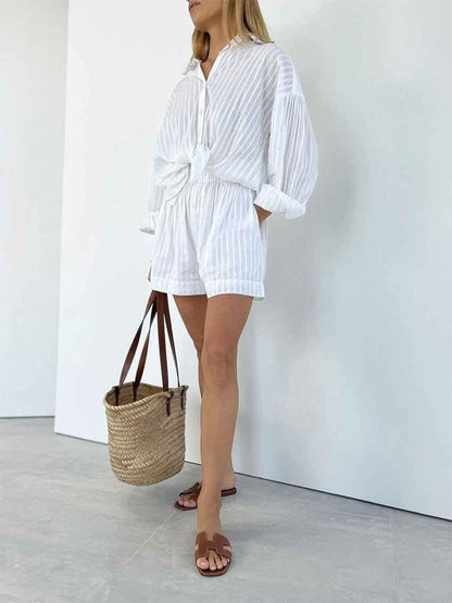 Striped Shirt Set – Soft Pastel Style for Everyday Wear