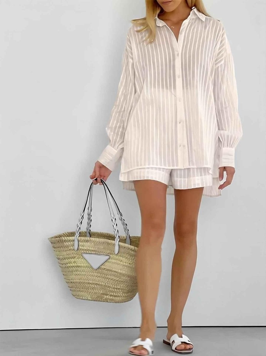 Striped Shirt Set – Soft Pastel Style for Everyday Wear