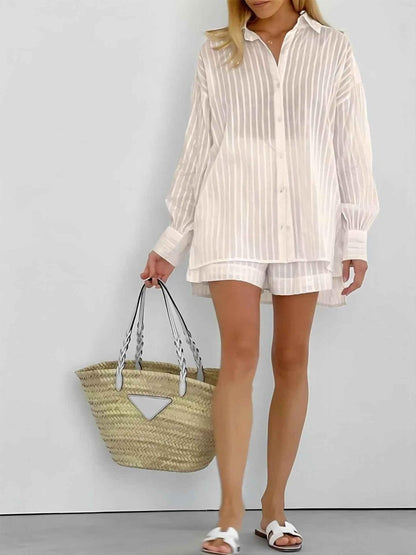 Striped Shirt Set – Soft Pastel Style for Everyday Wear