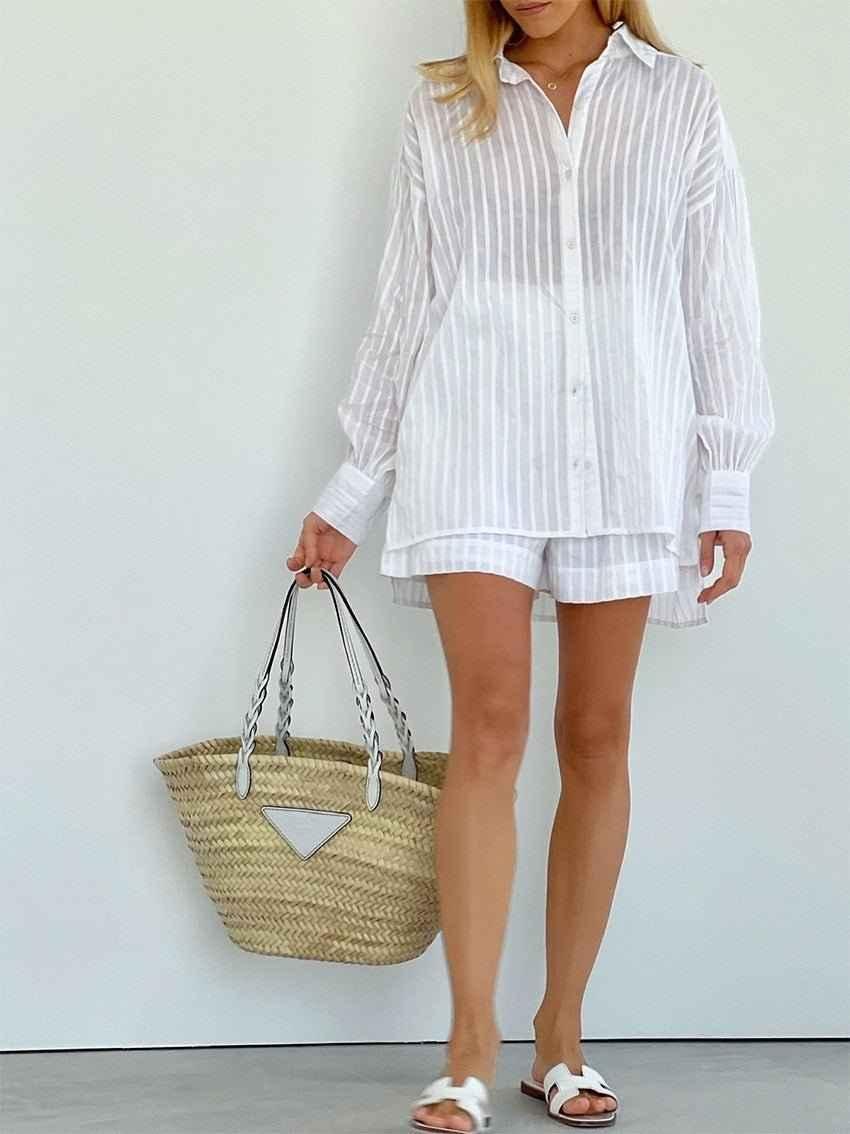 Striped Shirt Set – Soft Pastel Style for Everyday Wear