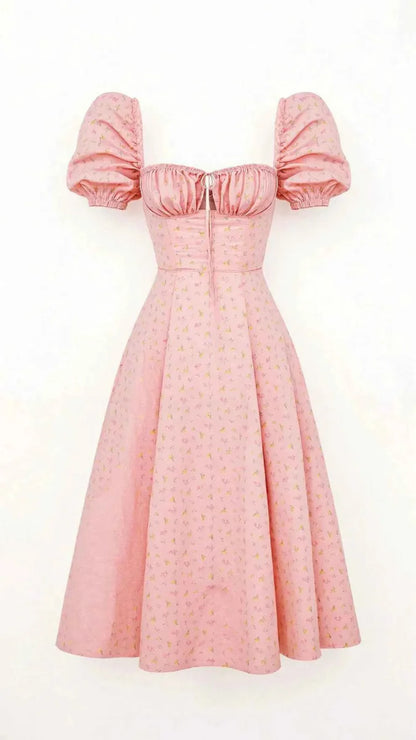 Square Neck Midi Dress with Waist Shaping