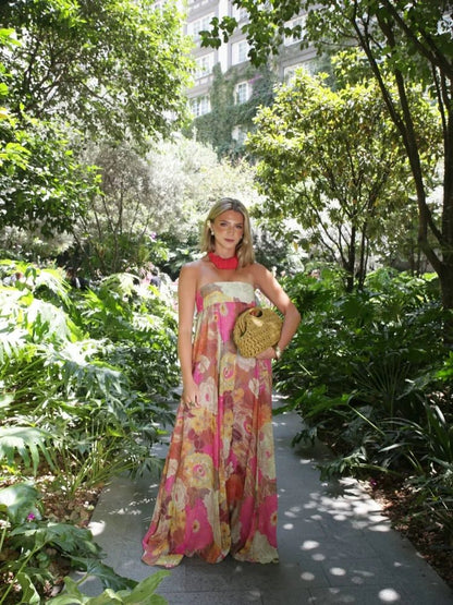 Floral Strapless Maxi Summer Dress