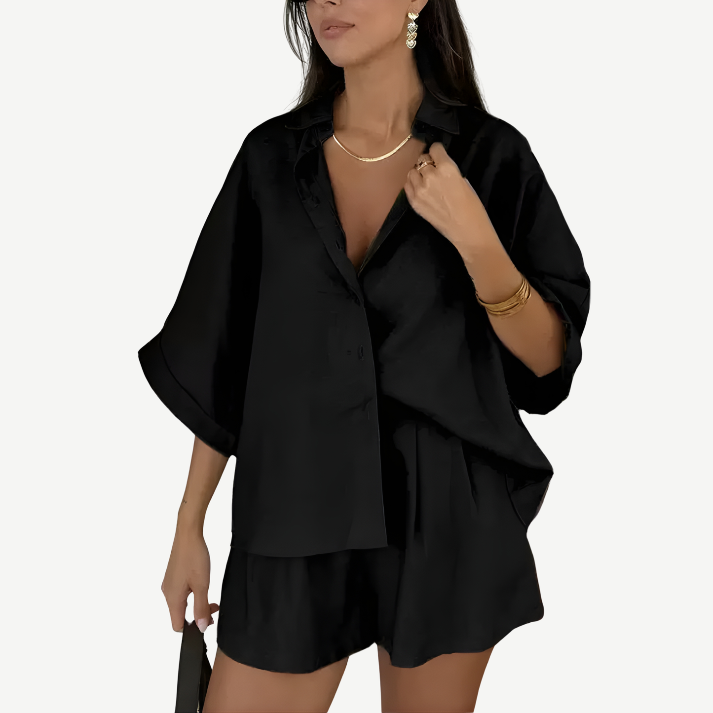 Aria Linen Co-Ord Set – Relaxed Shirt & Shorts