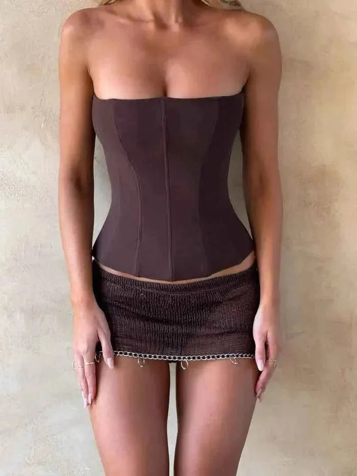 Suede Corset Top with Sweetheart Neckline for Chic Styling