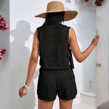 Crochet Knit Two-Piece Set for Elegant Summer Outfits