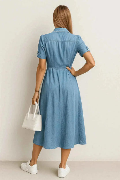 Fitted Denim Midi Dress